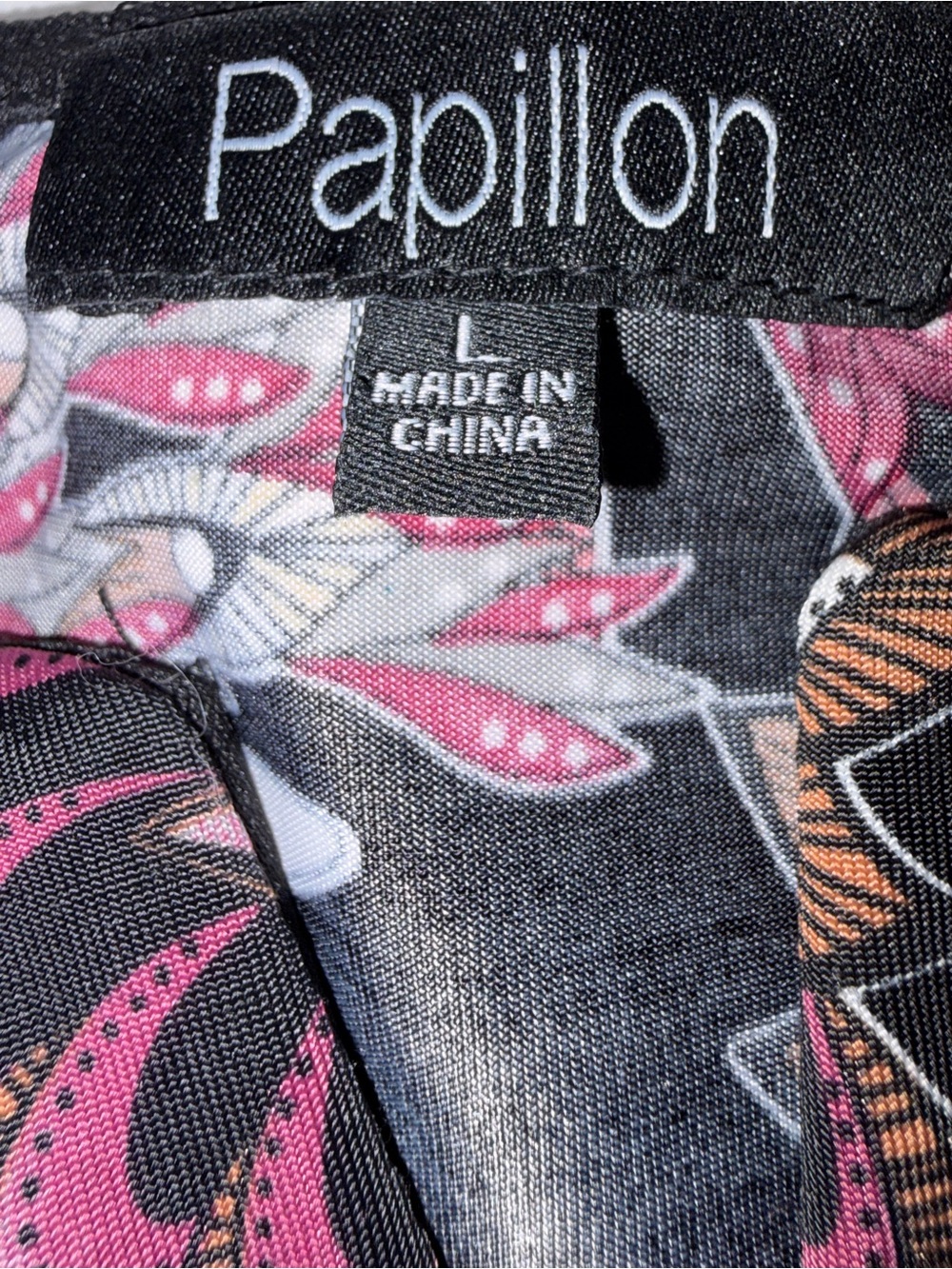 PAPILLON Black Floral Jumpsuit with Pink & Mustard Accents SIZE LARGE - Picture 3 of 9